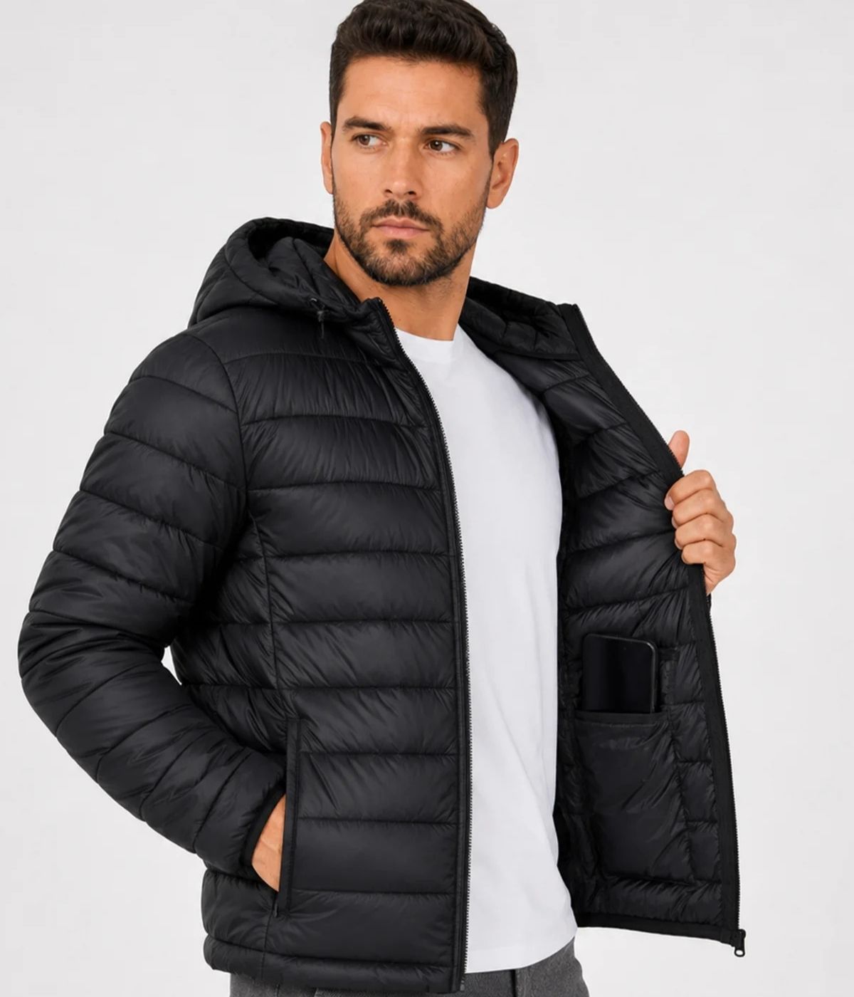 Jaqueta Bobojaco Masculina Puffer com Capuz Removível
